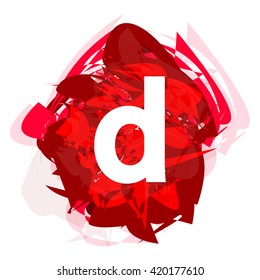 Letter D, logo design template element, little letter on red abstract, font style, vector illustration