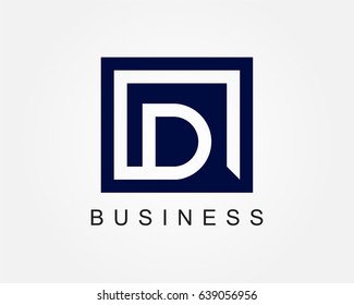 Letter D logo design template with box