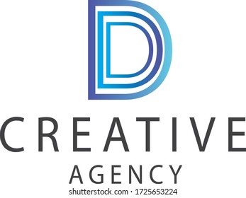 Letter D logo design template,Technology abstract dot connection cross vector logo icon circle logotype