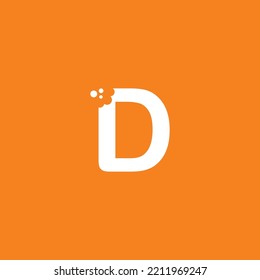 Letter D Logo Design With Unique Creative Bite Marks In Modern Style In White On Orange Background. Cute Letter D Illustration. Suitable For Business Logo, Company, Marketing, Promotion, Food, Etc