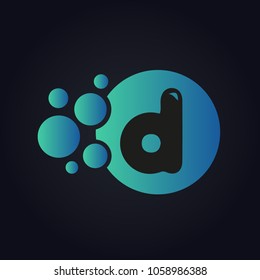 Letter D Logo Design Vector Illustration with Blue Bubble Abstract.