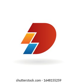 letter d logo design vector with sporty template
