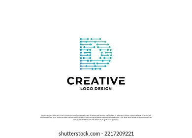vector de diseño del logotipo de la letra D. Letras iniciales D para marca de logotipo. Letra inicial de signo de D creativa.