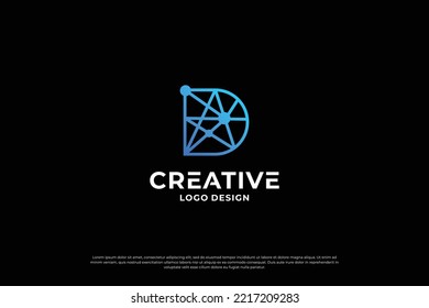 Design-Vektorgrafik des Buchstaben D. Initialbuchstaben D für Logo-Marke. Creative D signiert Anfangsbuchstaben.