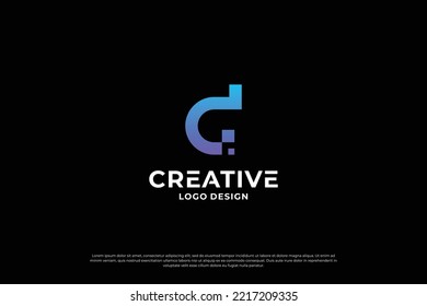 vector de diseño del logotipo de la letra D. Letras iniciales D para marca de logotipo. Letra inicial de signo de D creativa.