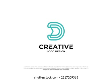 vector de diseño del logotipo de la letra D. Letras iniciales D para marca de logotipo. Letra inicial de signo de D creativa.