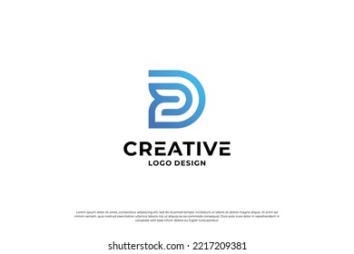 Design-Vektorgrafik des Buchstaben D. Initialbuchstaben D für Logo-Marke. Creative D signiert Anfangsbuchstaben.