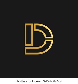 Vector de diseño de logotipo de la letra D con ilustración creativa y concepto de degradado dorado