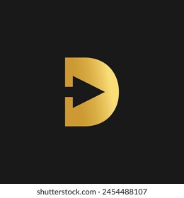 Letter D logo design vector with creative illustration and golden gradient concept