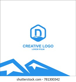 letter d, d logo, d letter design. word logo. company in the field of snow. iceberg. hexagon. logo is easy to remember. vector.