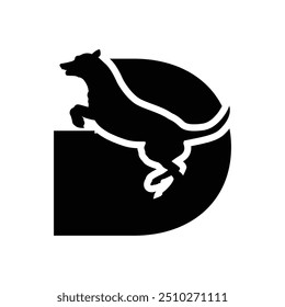 Letter D logo with dog silhouette, Initial letter D logo icon vector Design Template with Dog image