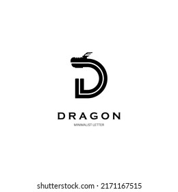 Buchstabe D Logo mit Drachenkonzept für den ersten Schritt. Vektorgrafik.