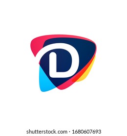 Letter D logo in dynamic triangle intersection shape. Vector icon perfect for sport labels, delivery posters and vibrant identity, etc.