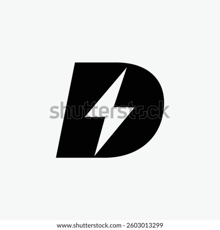 Letter D logo, electric bolt vector template