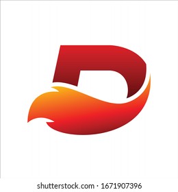letter D logo formed fox tail vector design