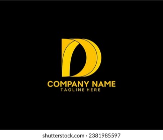 Letter D logo in gold color. Suitable for various companies, especially those operating in the jewelry and beauty sector.