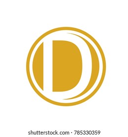 letter D logo with gold lines and circle