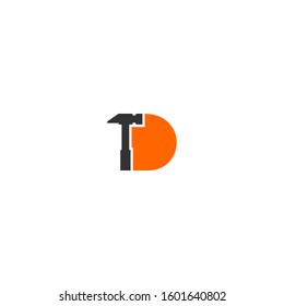 Letter D logo with Hammer icon Design Vector