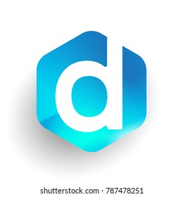 Letter D logo in hexagon shape and colorful background, letter combination logo design for business and company identity.
