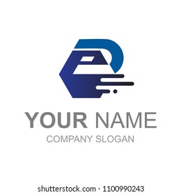 letter D logo with hexagon symbolizing speed, logo ready to use