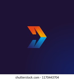 Letter D logo with hidden arrow, delivered company logo