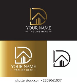 The letter D logo and house shape are suitable for real estate and housing companies
