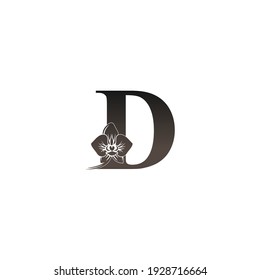 Letter D logo icon with black orchid design vector illustration