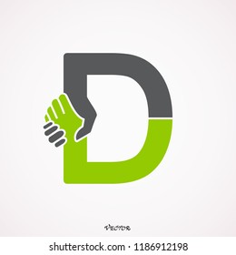 Letter D logo icon design template elements handshake