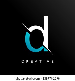 Letter D Logo Icon Design Template Element. Neon blue color - Vector
