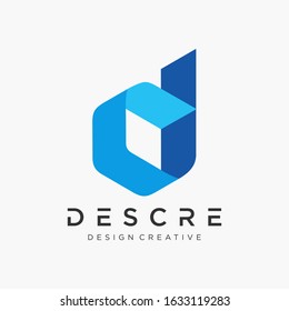 Letter D logo icon design template with ribbon elements. Modern logo for business Company. Vector design template elements for your application or corporate identity.- vector