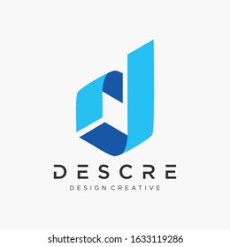 Letter D logo icon design template with ribbon elements. Modern logo for business Company. Vector design template elements for your application or corporate identity.- vector