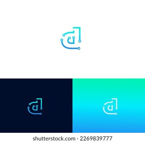 Letter D logo icon design template elements. Technology letter logo.