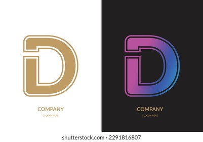 Elementos de la plantilla de diseño de iconos del logotipo de la letra D