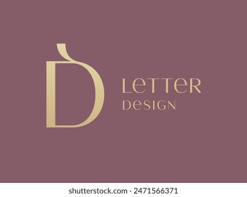 Diseño de icono de logotipo de letra D. Monograma de lujo de estilo clásico.