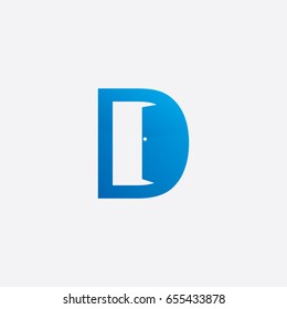 letter D logo, icon door