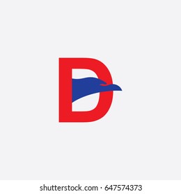 letter D logo, icon eagle