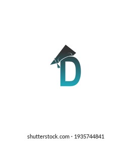 Letter D logo icon with graduation hat design vector illustration