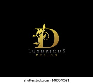 Letter D Logo Icon . Initial Letter D Design Vector Luxury Gold Color.Print monogram initials stamp sign symbol.