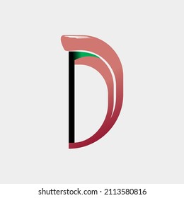 letter D logo icon. maroon color.