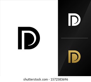Letter D logo icon.  Outstanding professional elegant artistic Gold, White and Black.