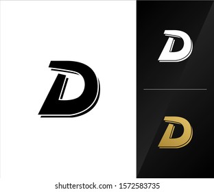 Letter D logo icon.  Outstanding professional elegant artistic Gold, White and Black.