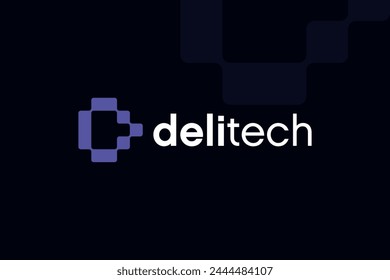 Elementos de Plantilla de diseño técnico de logotipo de letra D