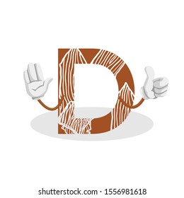 Letter D Logo Icon.Initial design vector Letter D wood.