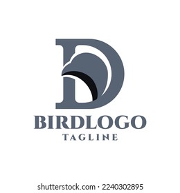 letter D logo with an illustration of a bird head. good for any business logo.