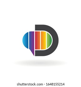 letter d logo initial with color chat template