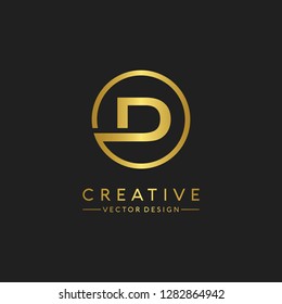 Letter D Logo Initial. Gold Letter Design Vector Golden Luxury Colors