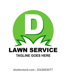 Letter D Logo or initial D. Lawn care and service isolated logo vector. Lawn or gardening business design template logotype. Home service