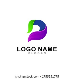 letter D logo with leaf design natural , 3d logos