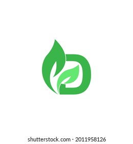 Concepto de diseño de icono de la hoja de logotipo de la letra D