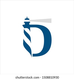 Letter D Logo. Ligh House Symbol. Icon Vector Eps 10.